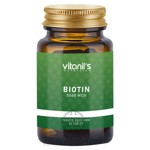 Дієтична добавка для краси шкіри, волосся та нігтів "Biotin 5000 mcg" Vitanil's, ТУРЕЧЧИНА, 60 таблеток